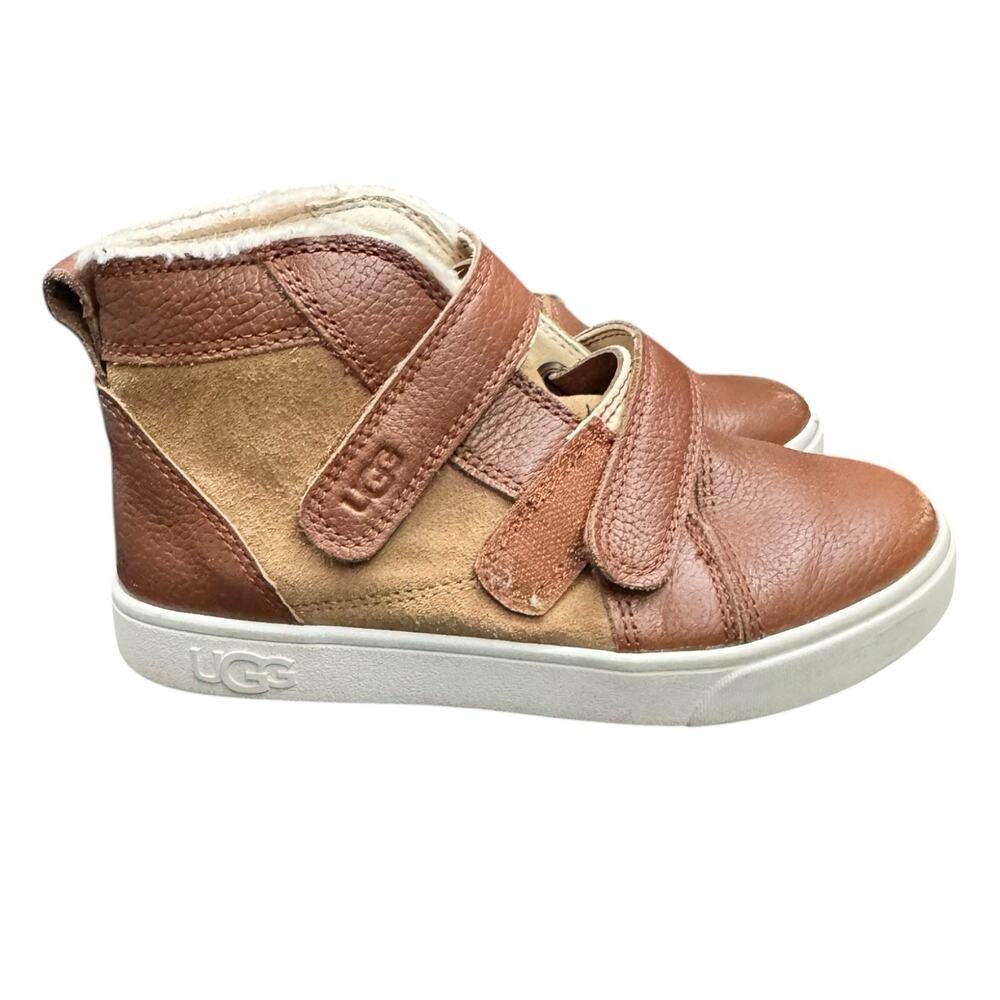 UGG Rennon II Suede Leather Brown No Tie Shoes Size 13 Little Boys Hook & Loop
